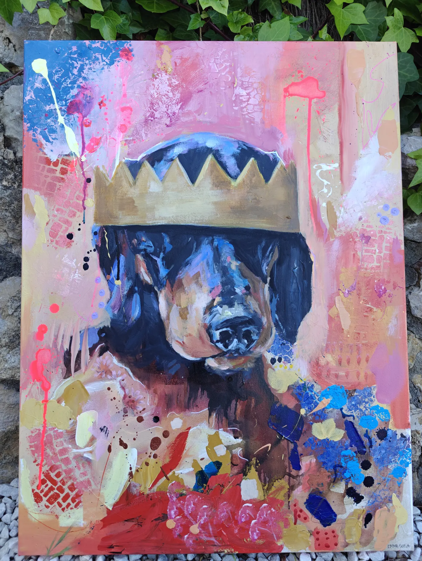Crown dachshund original painting by Emma-Sofia