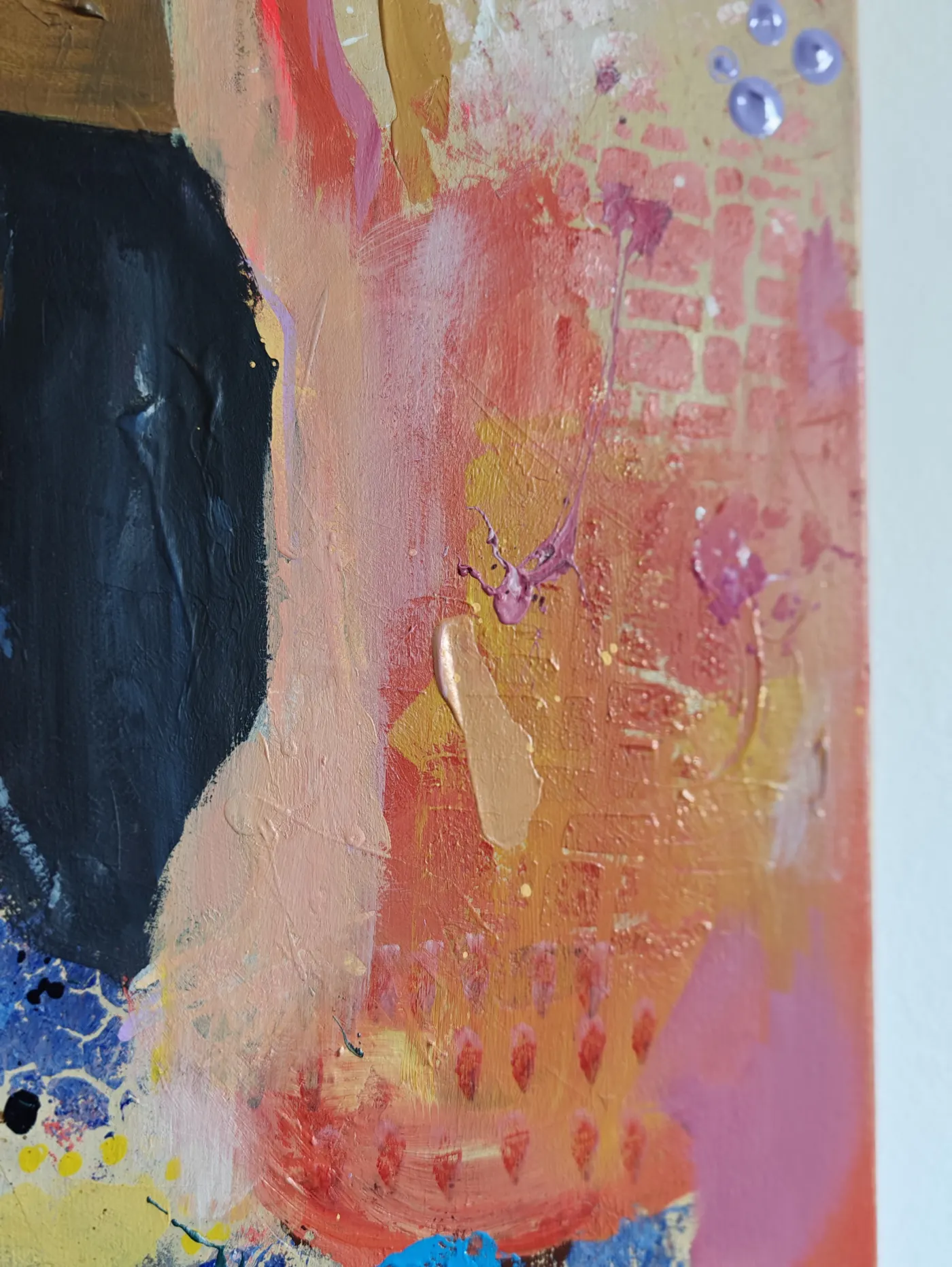 Close-up detail of Emma-Sofia painting texture