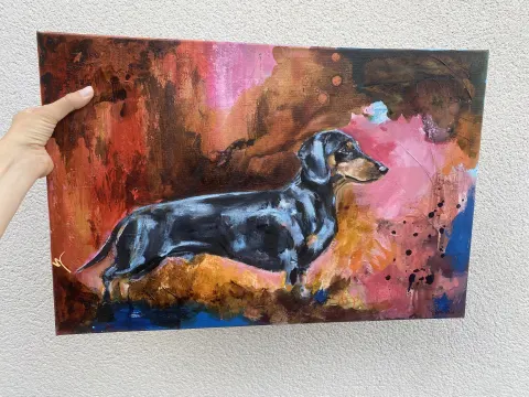 Standing Proud dachshund original painting by Emma-Sofia