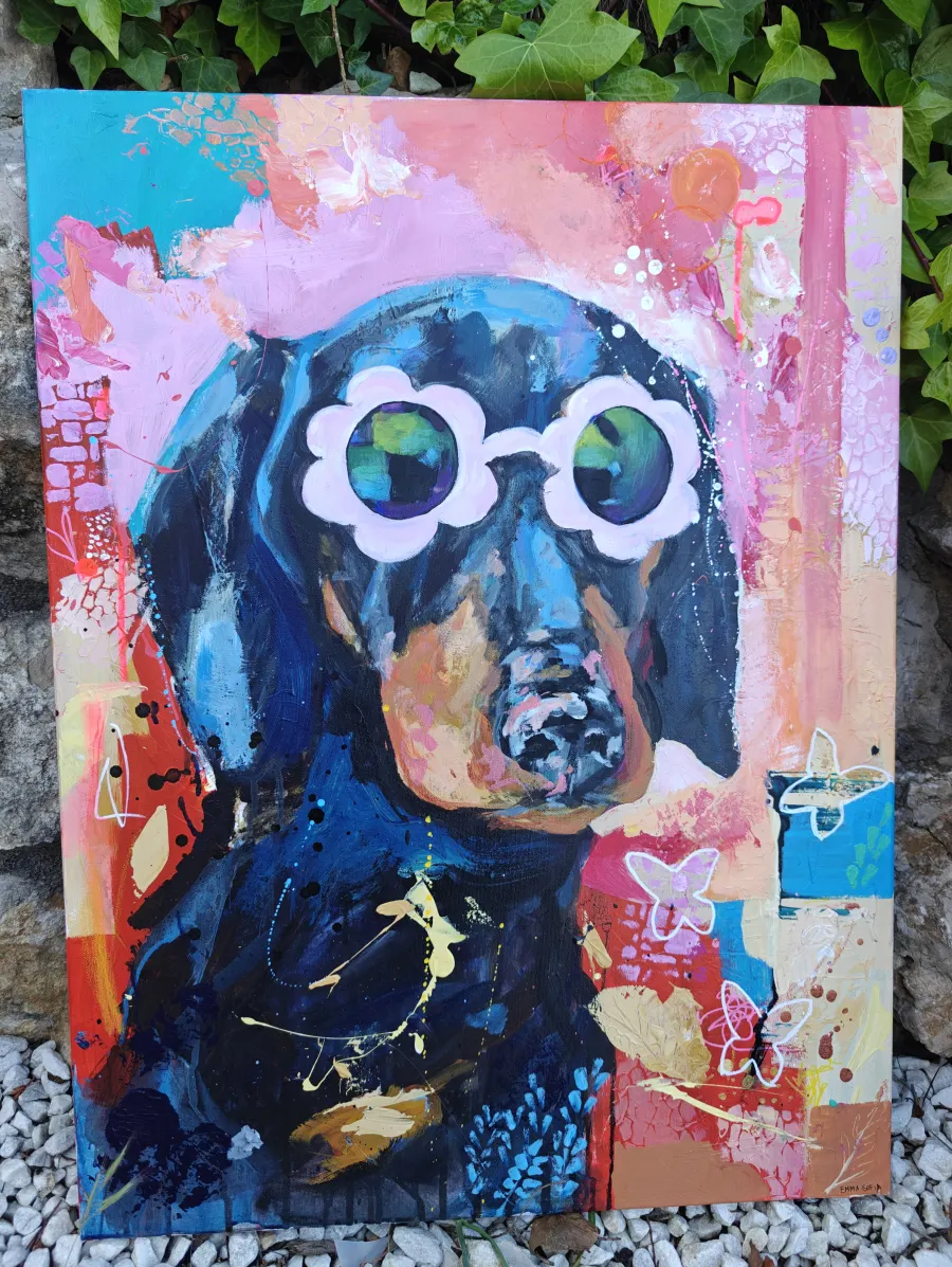 Summer Vibes dachshund original painting